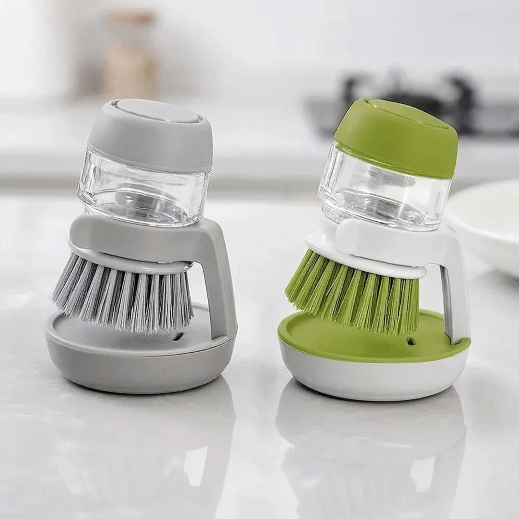 Dish Brush with Soap Dispenser - Effortless Cleaning Made Easy!