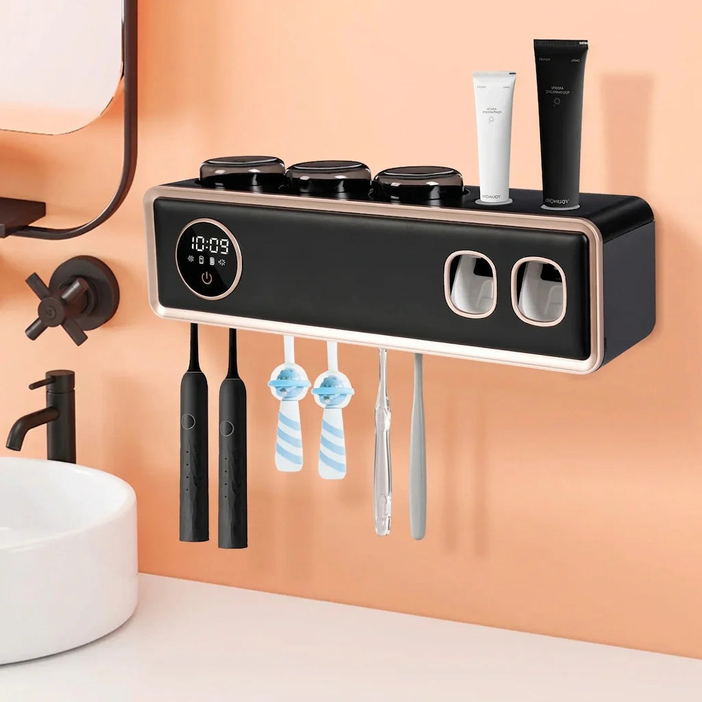 UV Toothbrush Holder & Dispenser - Clutter-Free Hygiene!