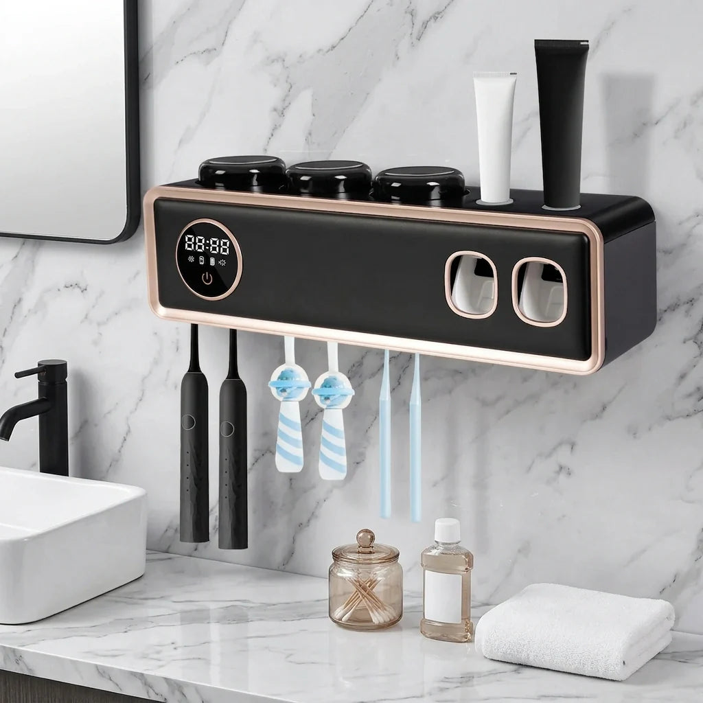 UV Toothbrush Holder & Dispenser - Clutter-Free Hygiene!