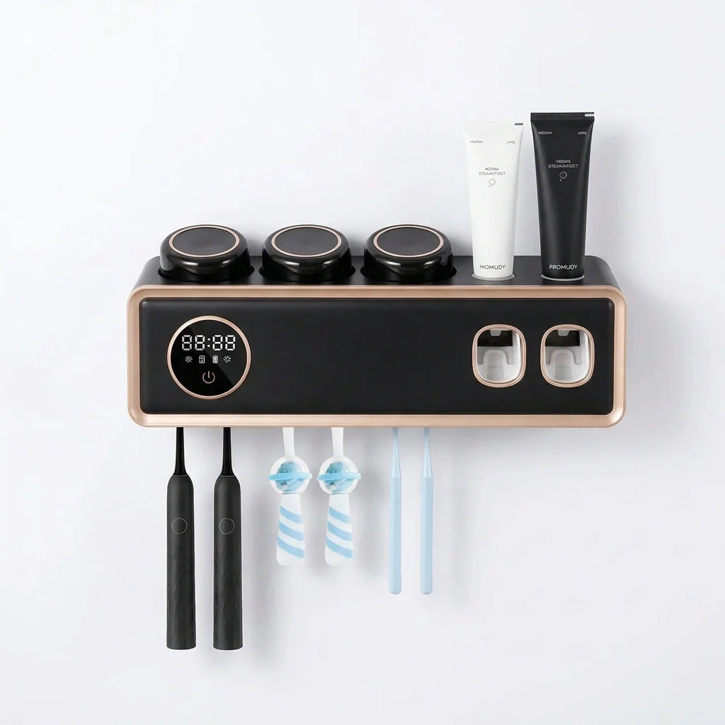 UV Toothbrush Holder & Dispenser - Clutter-Free Hygiene!