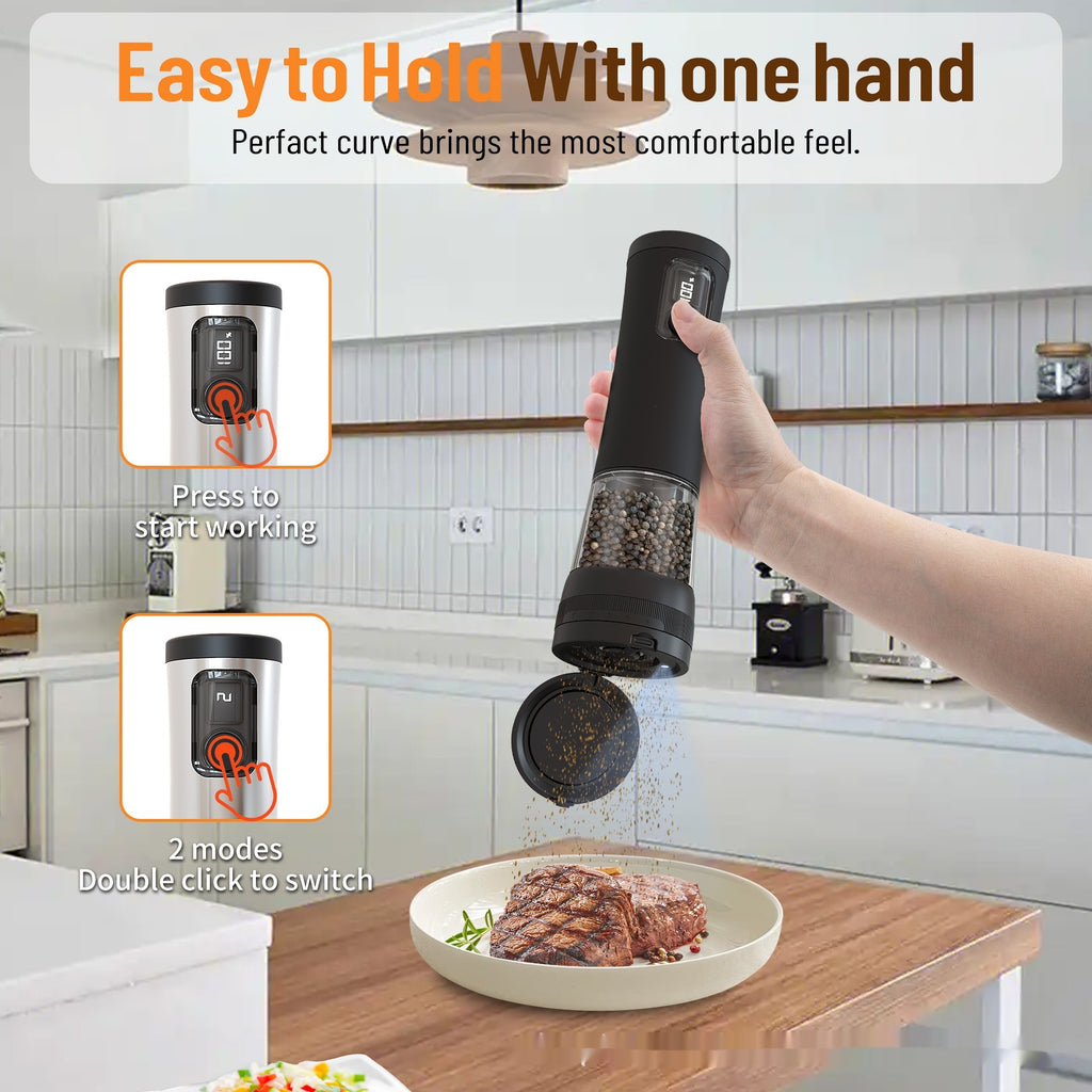 Electric Pepper & Salt Grinder Set - Effortless seasoning at your fingertips!