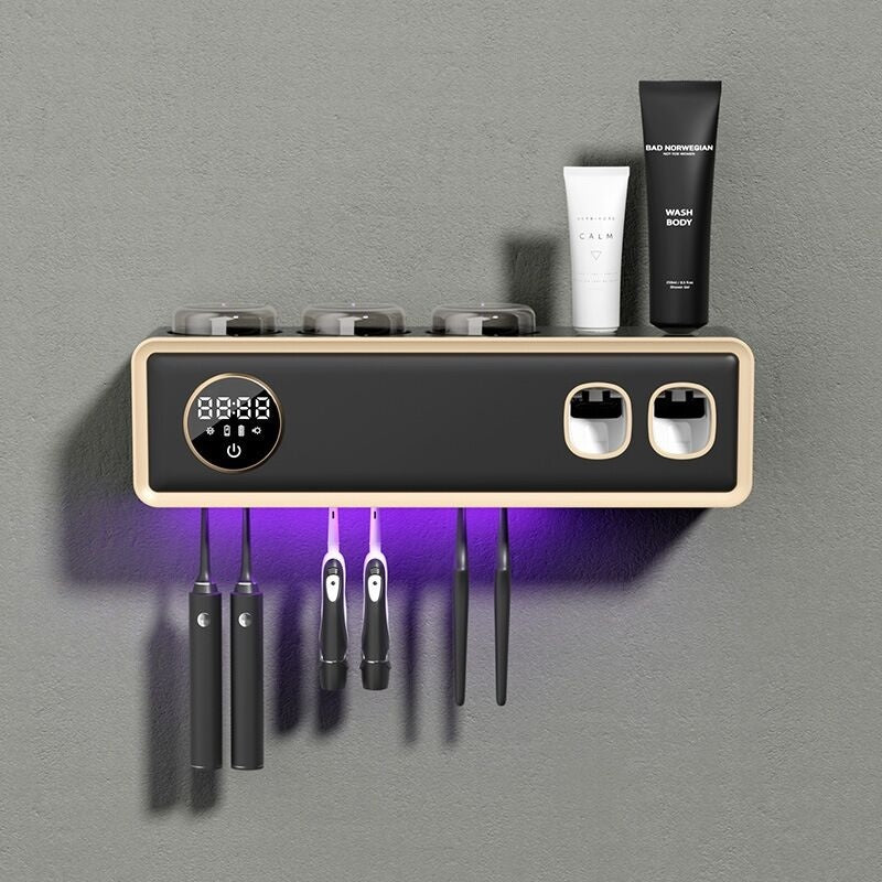 UV Toothbrush Holder & Dispenser - Clutter-Free Hygiene!