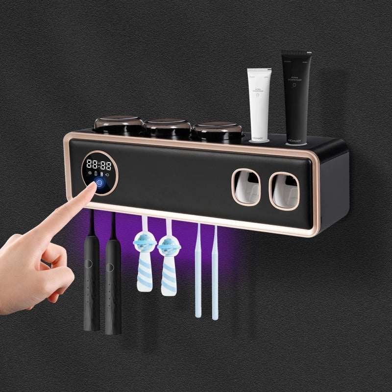 UV Toothbrush Holder & Dispenser - Clutter-Free Hygiene!