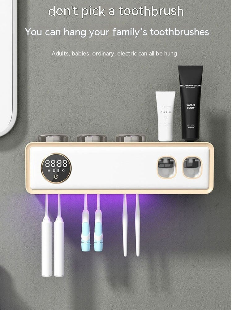 UV Toothbrush Holder & Dispenser - Clutter-Free Hygiene!