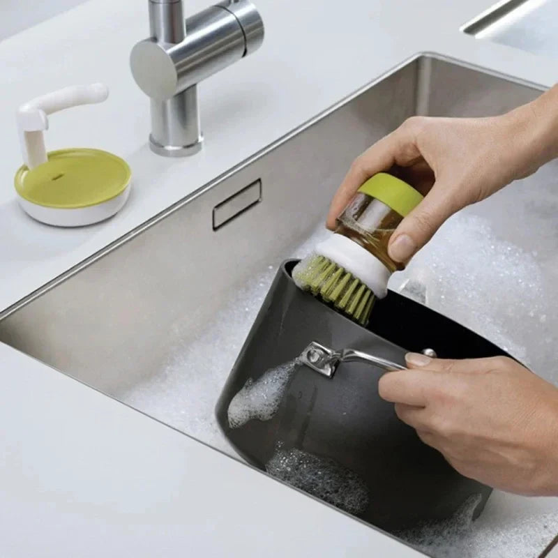 Dish Brush with Soap Dispenser - Effortless Cleaning Made Easy!