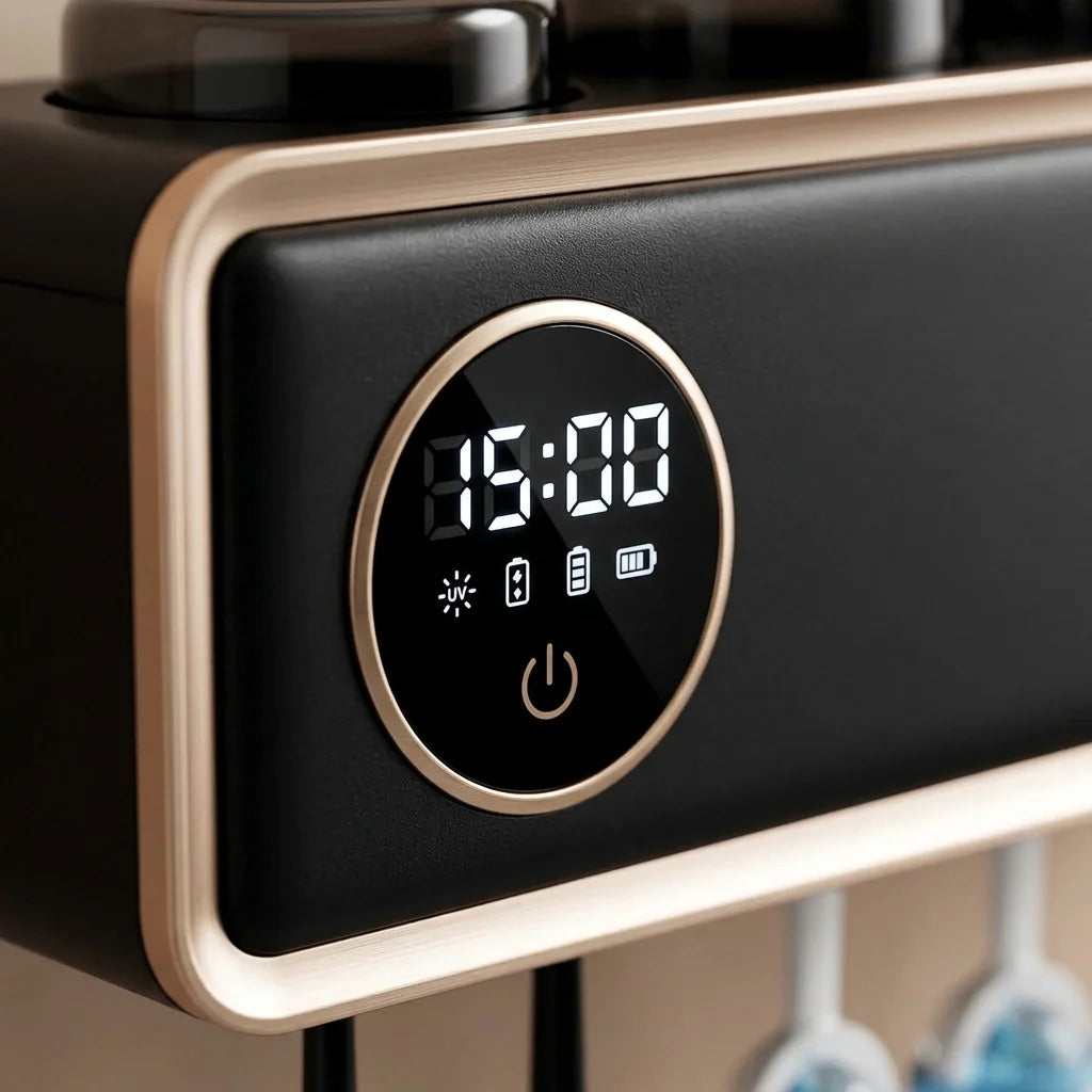 UV Toothbrush Holder & Dispenser - Clutter-Free Hygiene!
