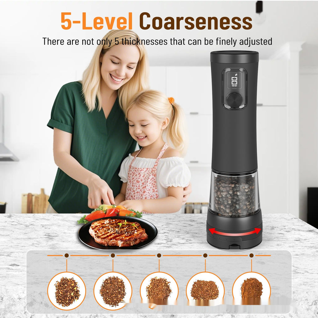 Electric Pepper & Salt Grinder Set - Effortless seasoning at your fingertips!