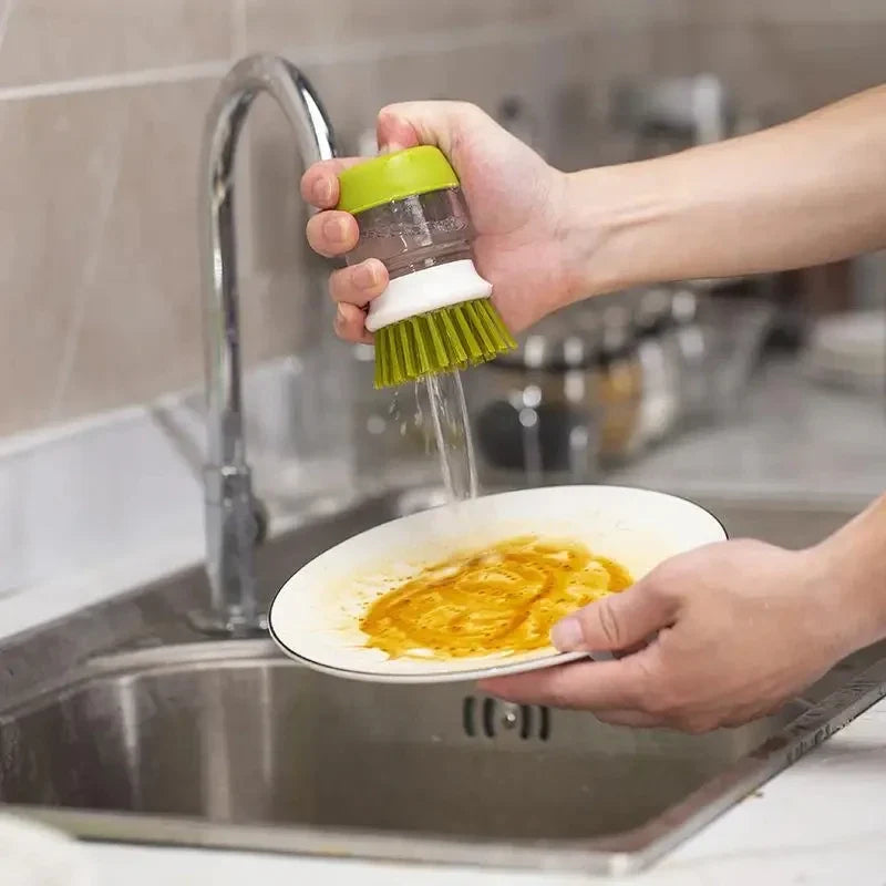 Dish Brush with Soap Dispenser - Effortless Cleaning Made Easy!