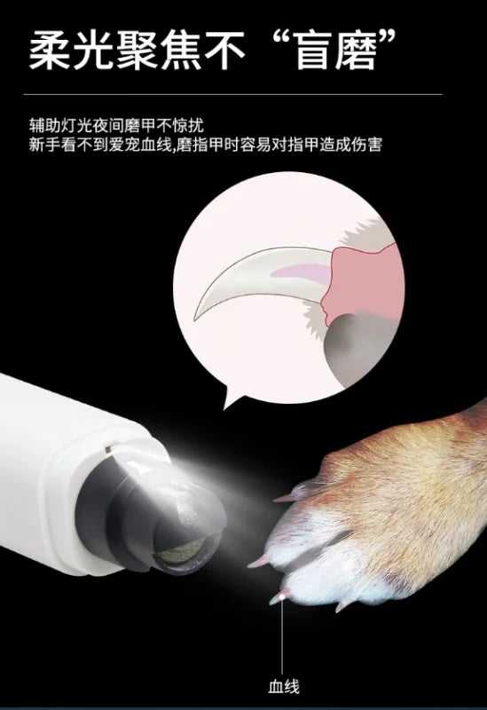 USB Rechargeable Pet Nail Grinder - Safe & Quiet Grooming Tool!