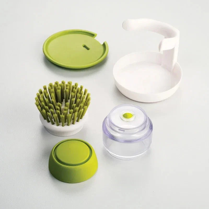 Dish Brush with Soap Dispenser - Effortless Cleaning Made Easy!