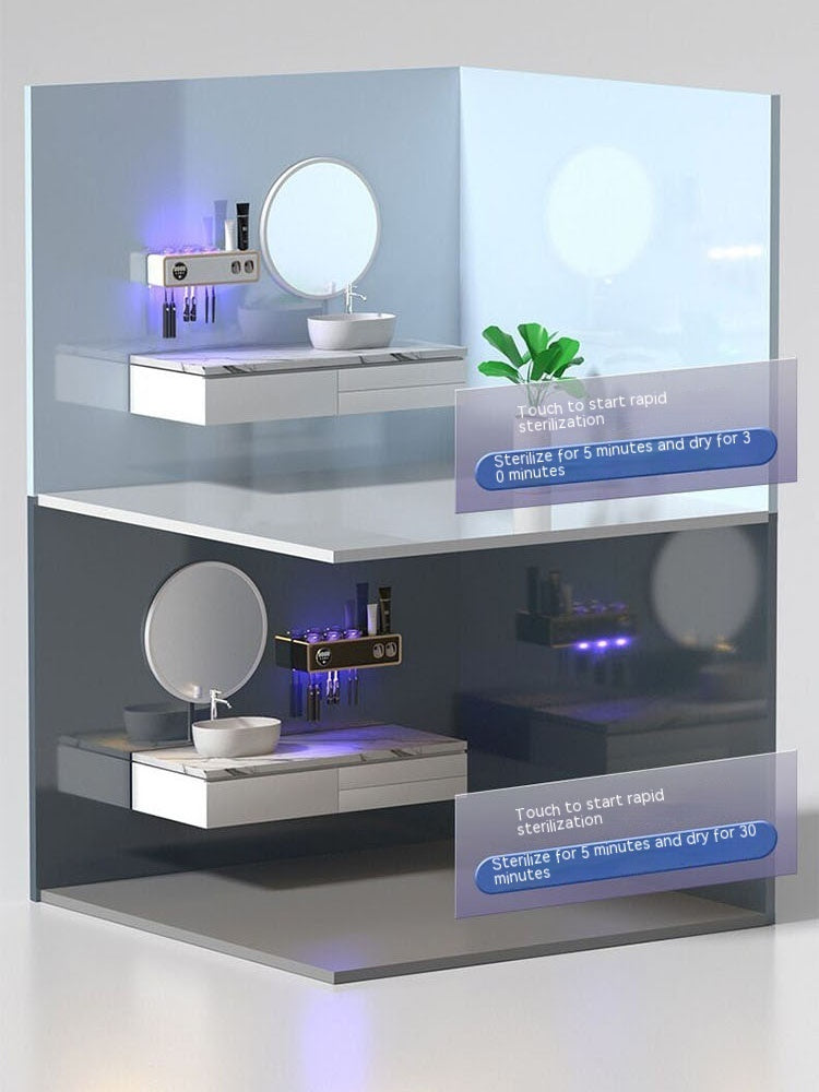 UV Toothbrush Holder & Dispenser - Clutter-Free Hygiene!